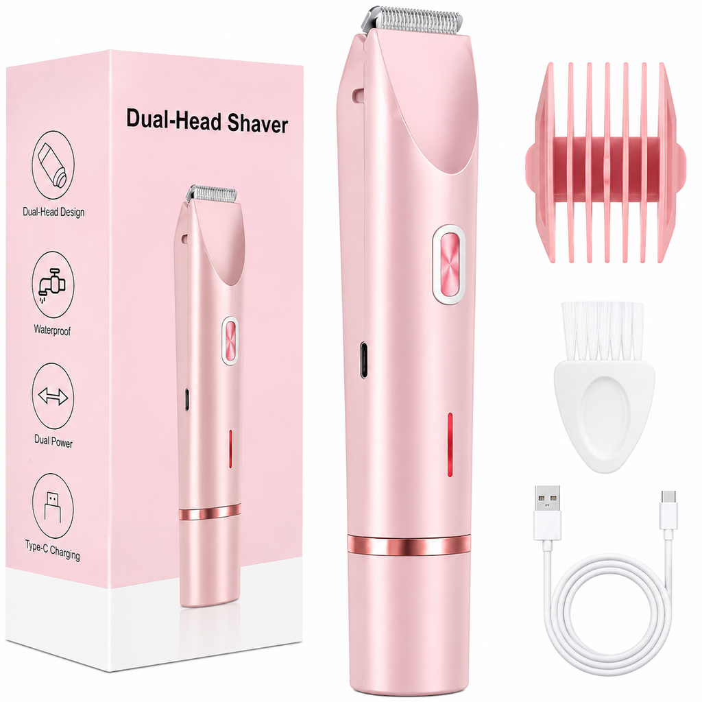 2 In 1 Hair Remover Women's Double Head Shaver Private Pubic Hair Trimmer Electric Razor Wet Dry Electric Body Hair