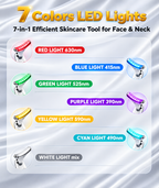 Face & Neck Massager Tool 7 In 1 | Skin Tightening Wrinkle Remover & Double Chin Reducer | Portable Rechargeable Anti-Aging Beauty Device