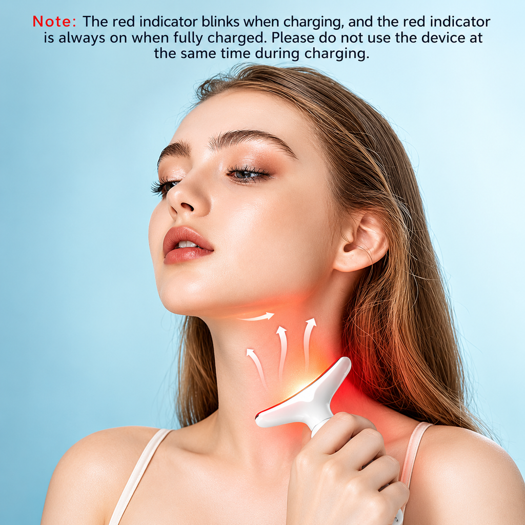 Face & Neck Massager Tool 7 In 1 | Skin Tightening Wrinkle Remover & Double Chin Reducer | Portable Rechargeable Anti-Aging Beauty Device