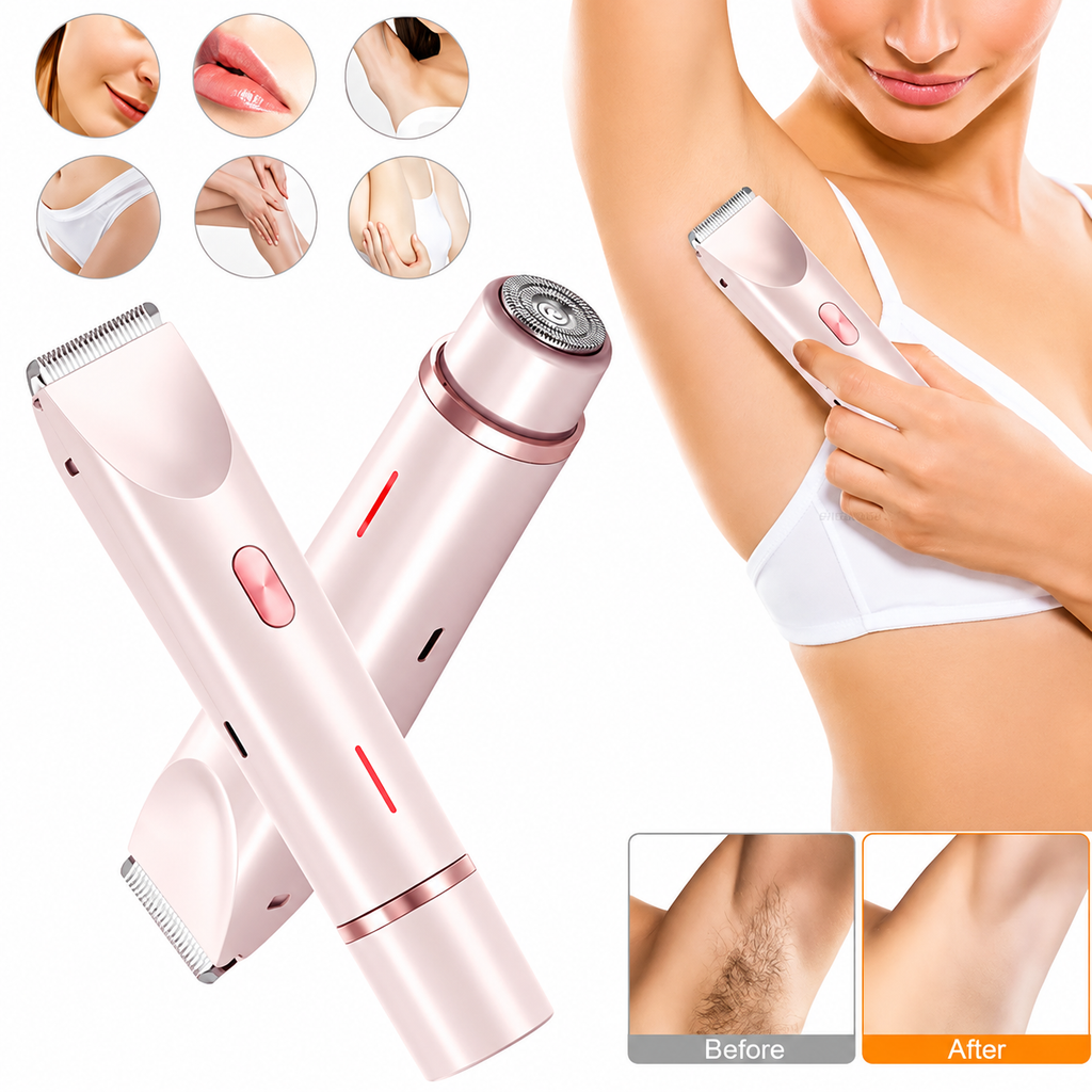 2 In 1 Hair Remover Women's Double Head Shaver Private Pubic Hair Trimmer Electric Razor Wet Dry Electric Body Hair